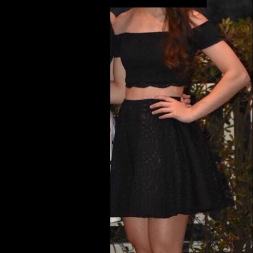 Sequin Hearts short black lace prom/cocktail dress ( 2 piece ) Like new